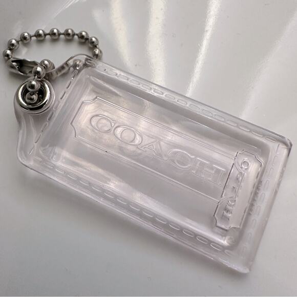 COACH Est. 1941 Small Transparent Replacement Hang Tag Keychain w/ Silver Chain - Picture 1 of 4